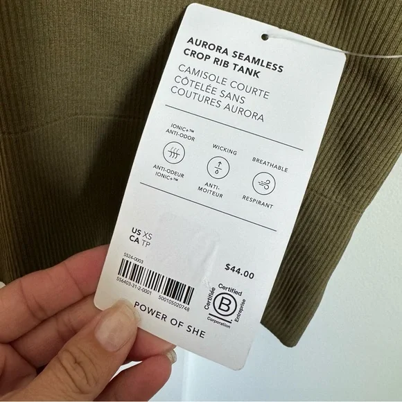 Athleta Aurora NWT crop rib tank XS olive green - Picture 6 of 10
